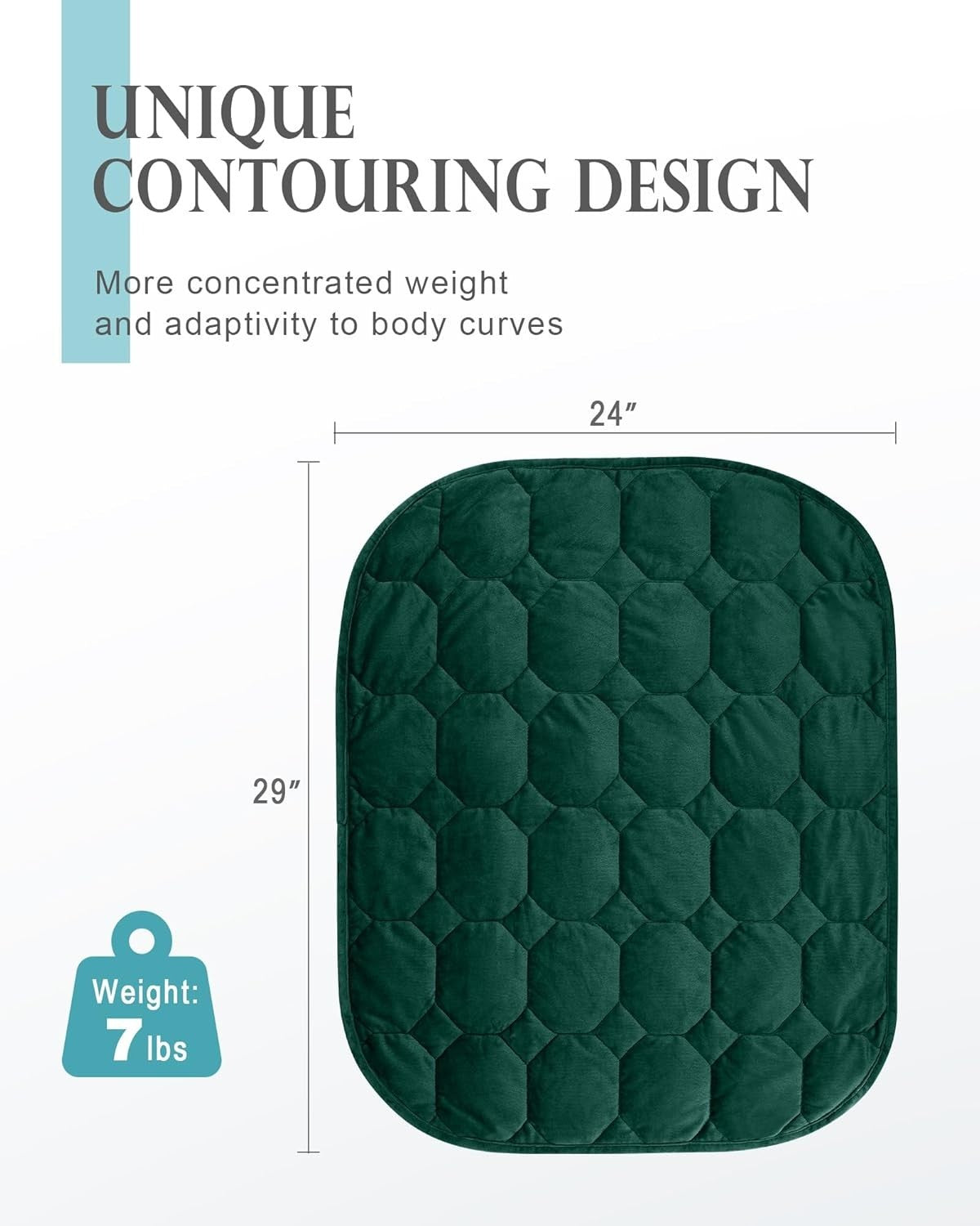 7lbs Weighted Lap Blanket Green 29x24" Crystal Velvet for Travel & Relaxation
