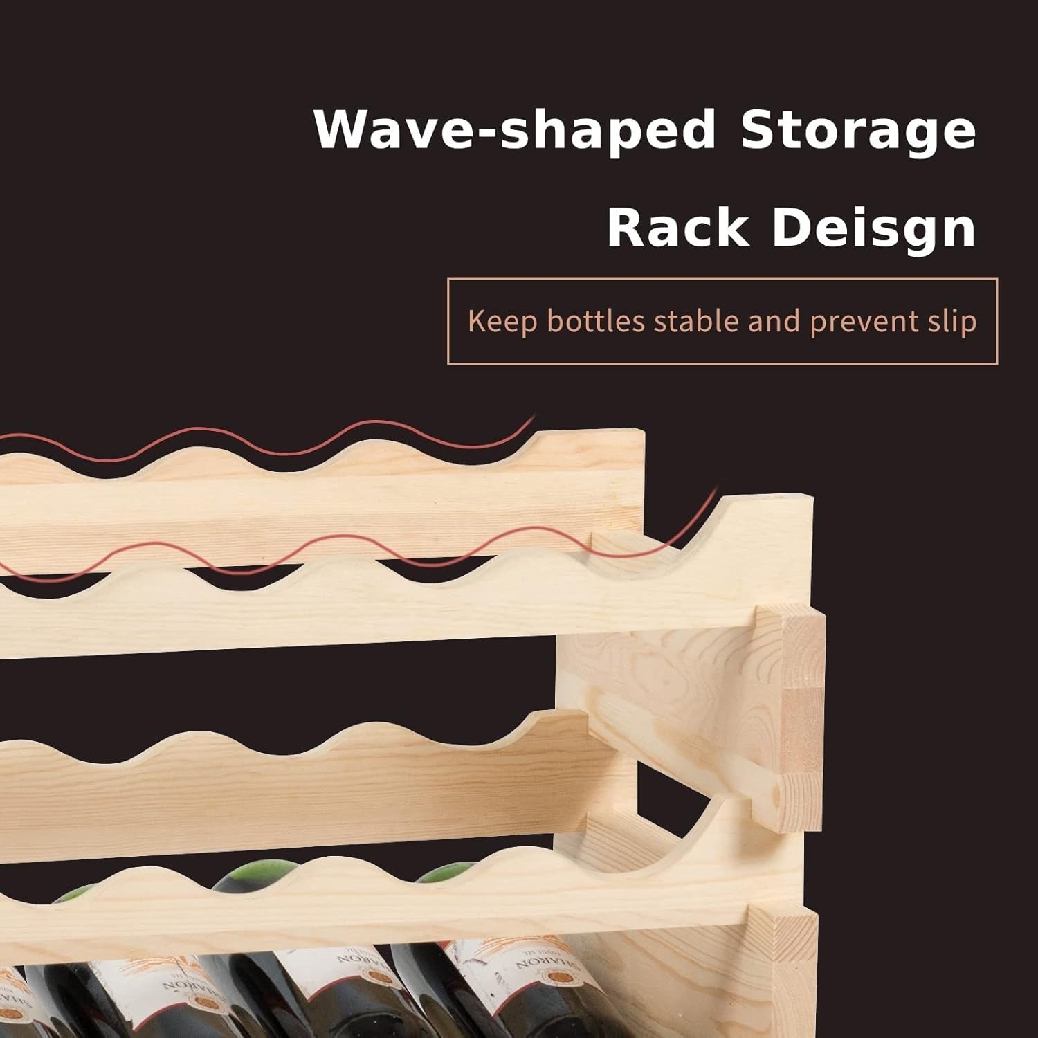 Stackable Wooden Wine Rack 36 Bottle Holder Natural Pine Freestanding Storage