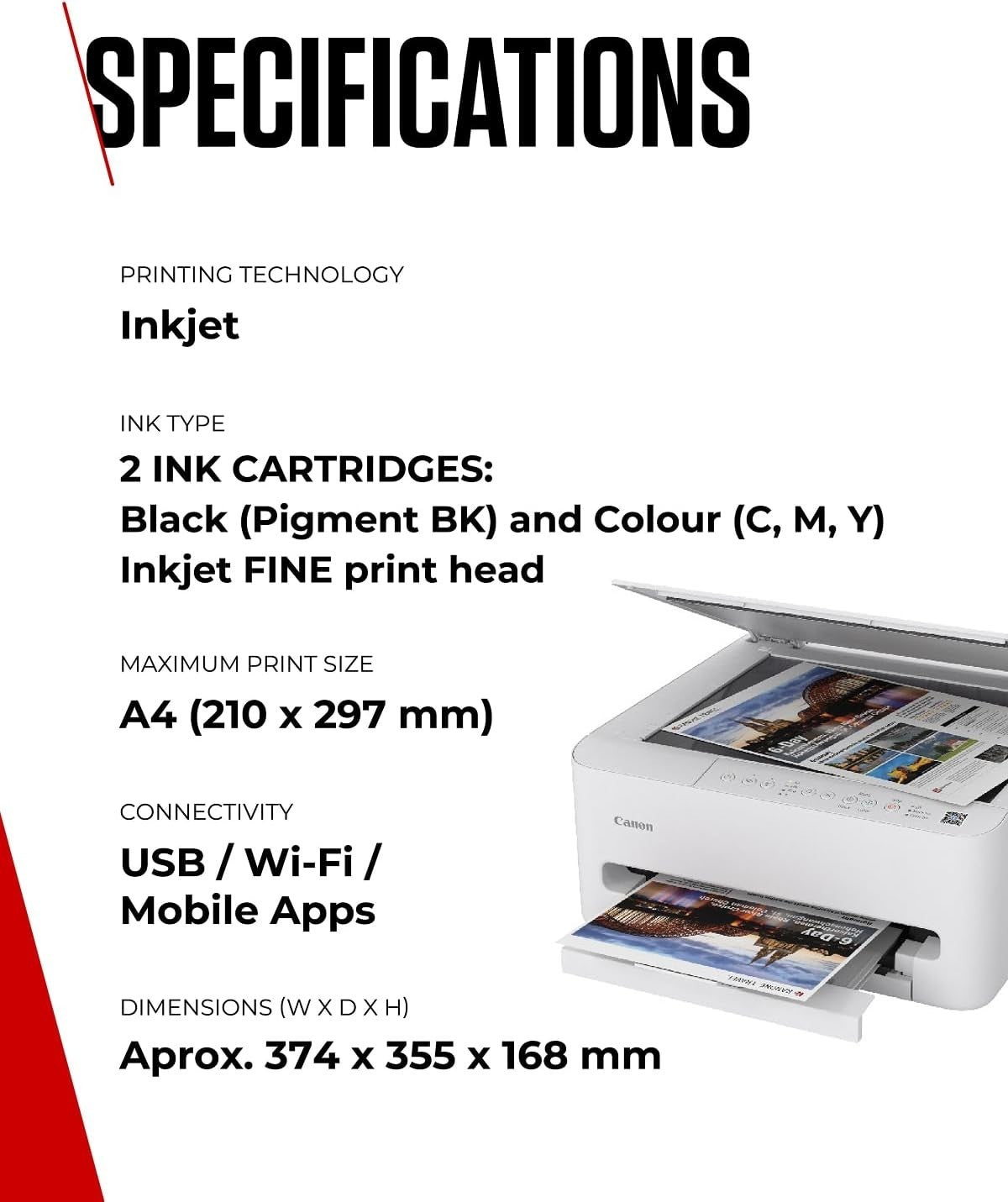 White TS4150I Wireless Colour Inkjet Printer All-in-One Auto Duplex A4
