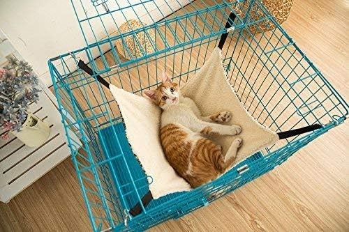 Hanging Pet Hammock for Cats, Ferrets, Rabbits | Soft Fleece Bed Cage Mat