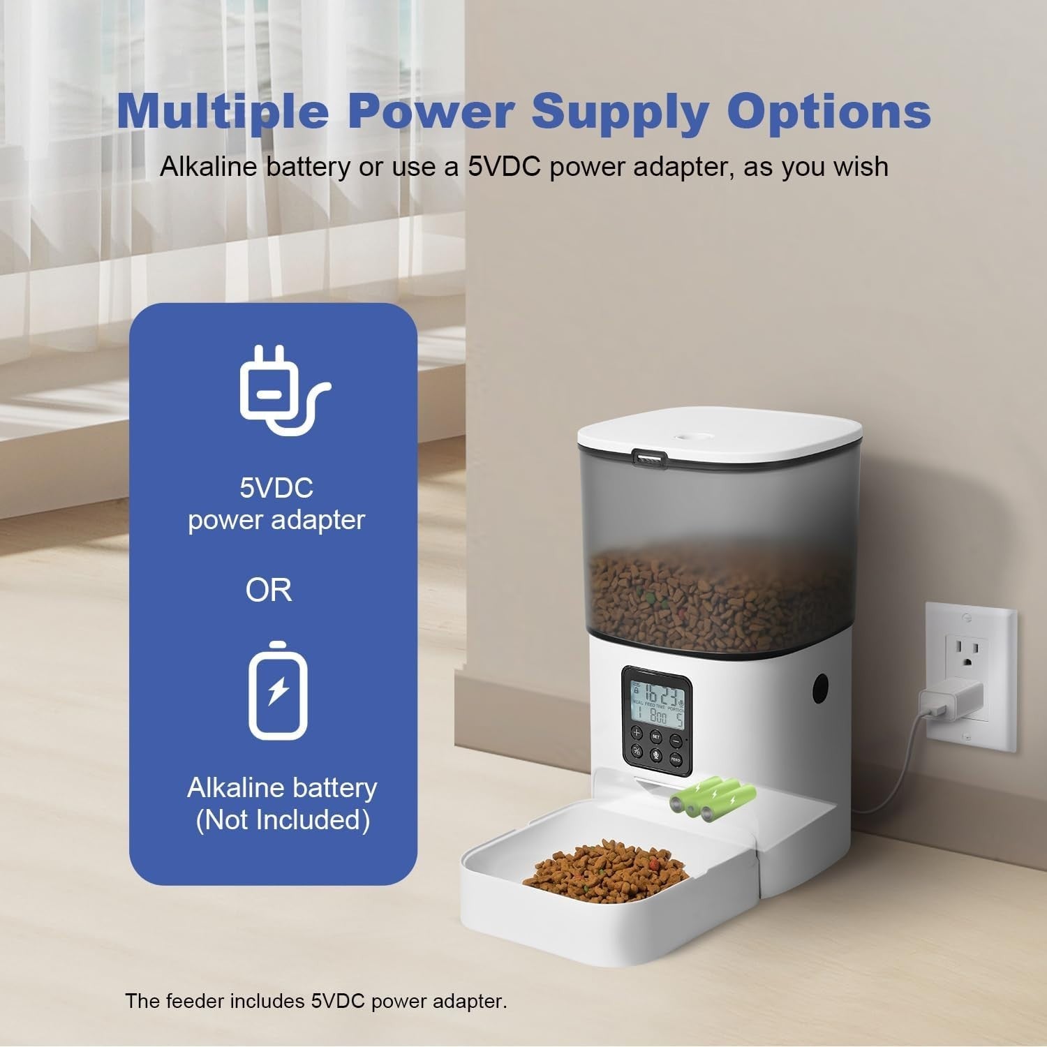 Automatic Cat Feeder 4L Timed Pet Food Dispenser 8 Meals Voice Record