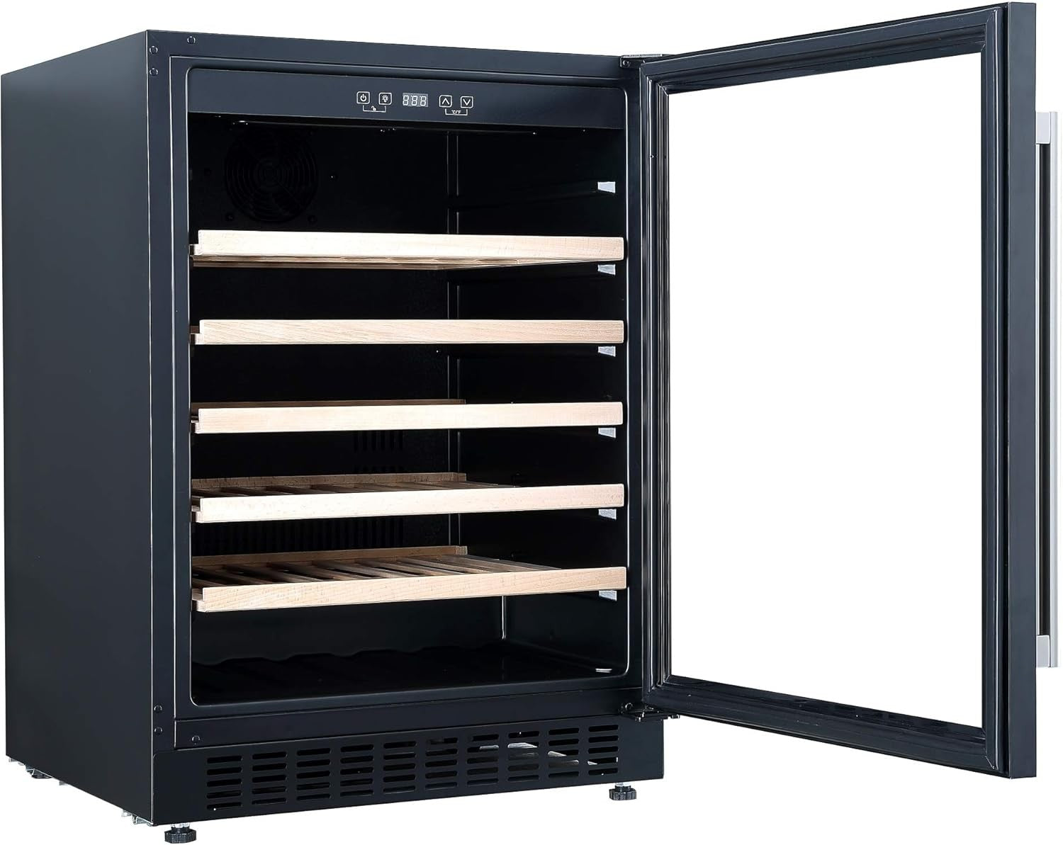 60cm Under Counter Wine Fridge 54 Bottle Glass Door Digital Temp Control