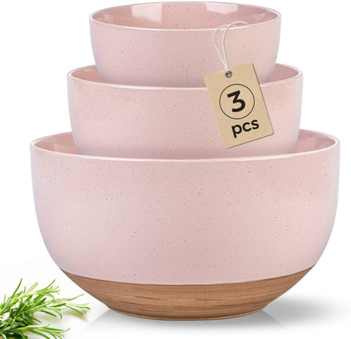 3-Piece Ceramic Mixing Bowls Set Nesting Kitchen Bowls 1.3-4.6 Qt