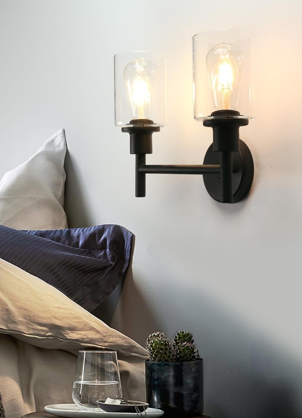 Industrial Glass Wall Lights Double Head E27 Sconce Loft Retro Modern