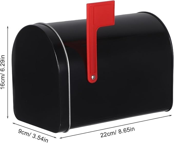 Mini Metal Mailbox Ornament Waterproof Tin Box Durable Toy Decor 16x22x9cm