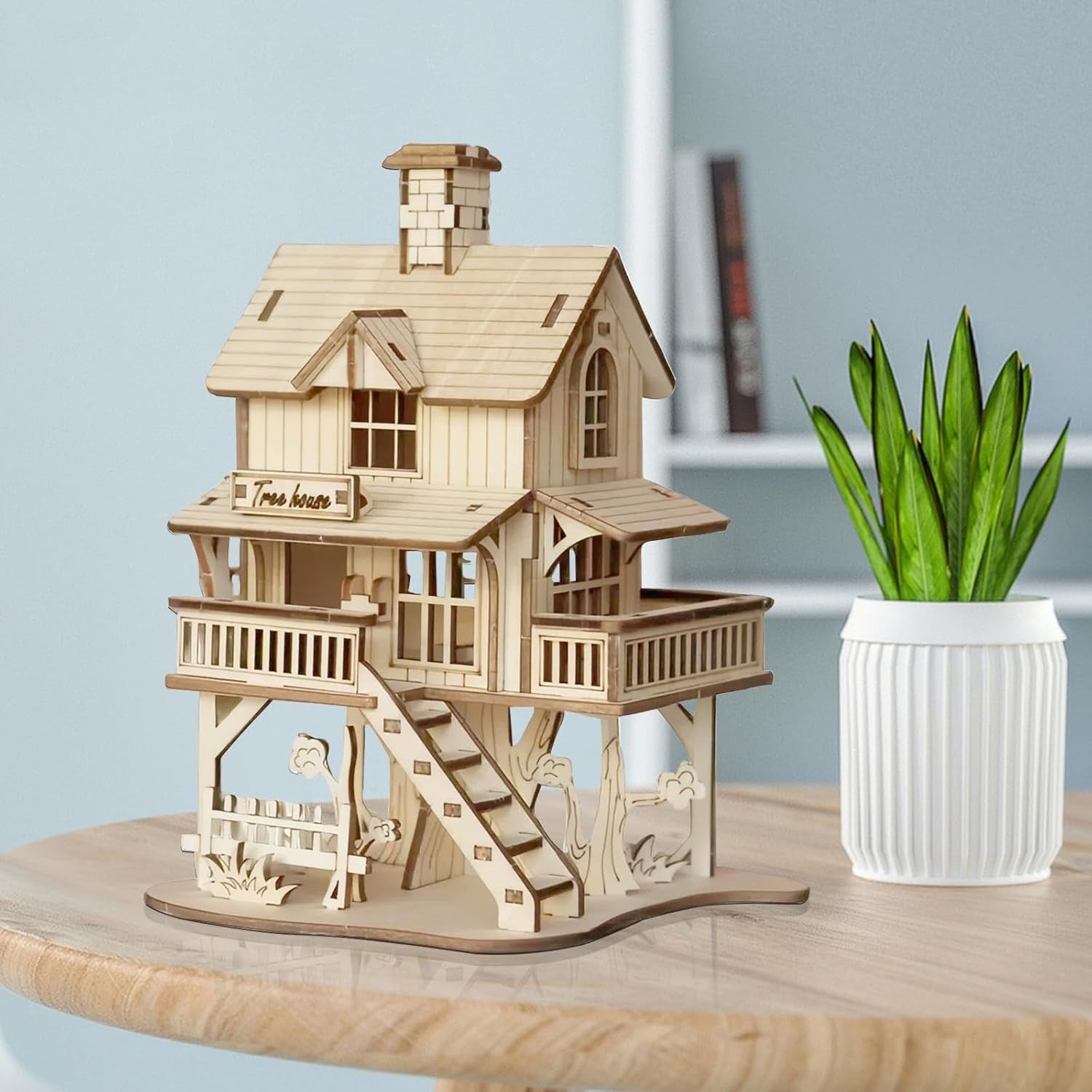 3D Wooden Tree House Puzzle Kit Adult Craft Gift DIY Model Home Decor