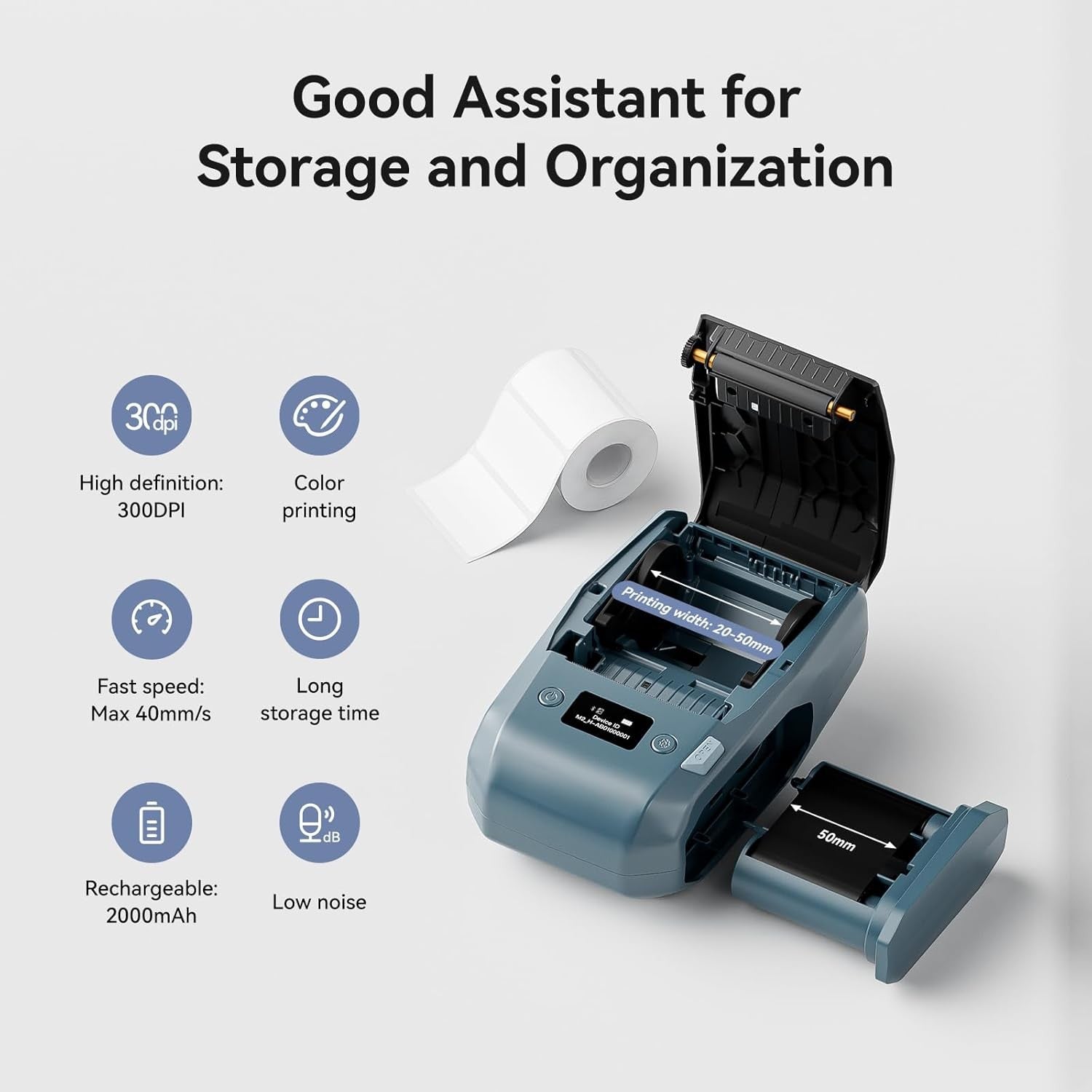 Bluetooth Thermal Transfer Label Printer 20-50mm Black