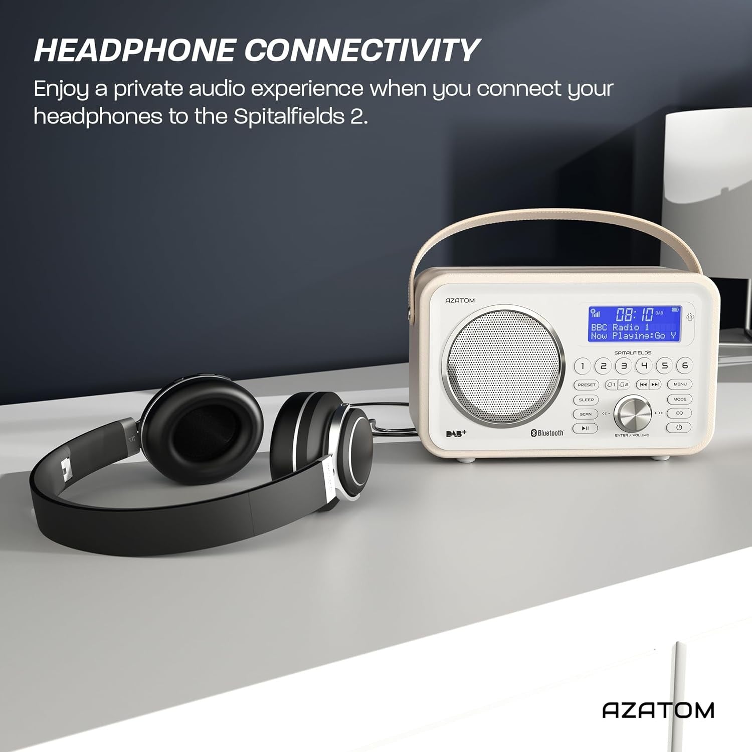White Portable DAB DAB+ FM Digital Radio Bluetooth Rechargeable Dual Alarm