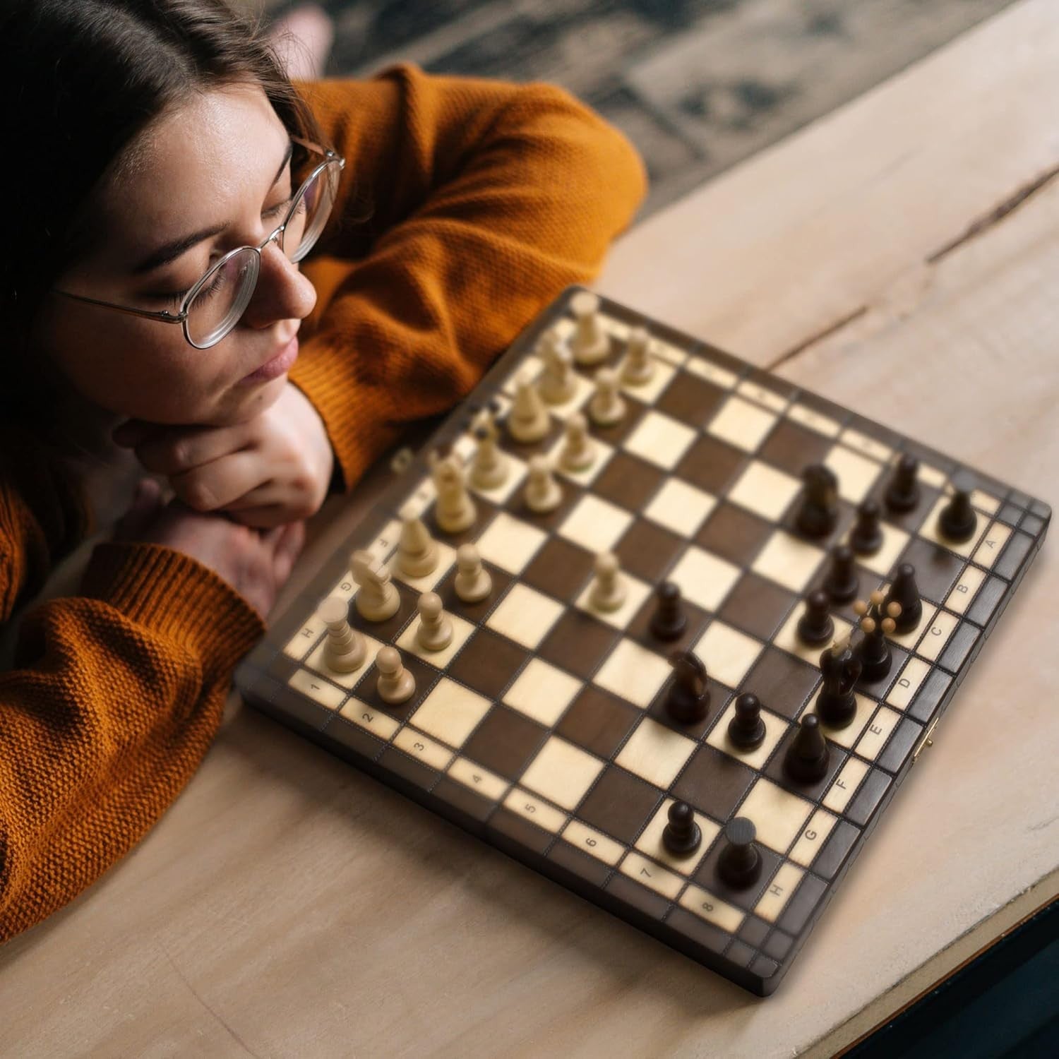 Luxury Wooden Chess Set Medium Size • Handcrafted Pieces • Folding Board