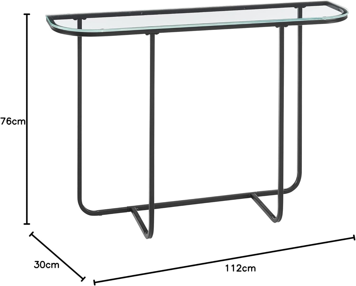 Glass Console Table with Metal Legs, Narrow Entryway Sofa Hallway Desk 76x139cm