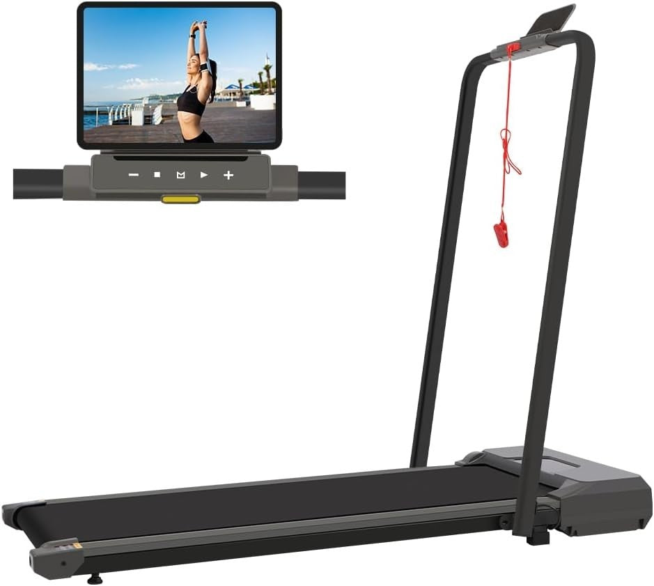 2-in-1 Foldable Under Desk Treadmill 2.5HP LED Home Gym Black