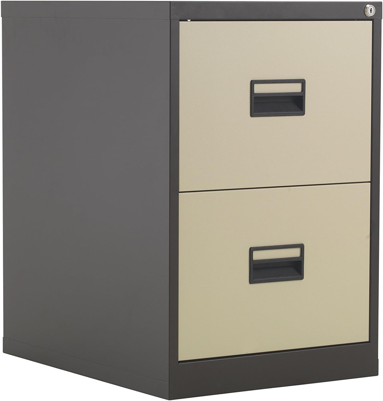 Coffee Cream Steel Filing Cabinet 2 Drawer Lockable Heavy Duty 70cm
