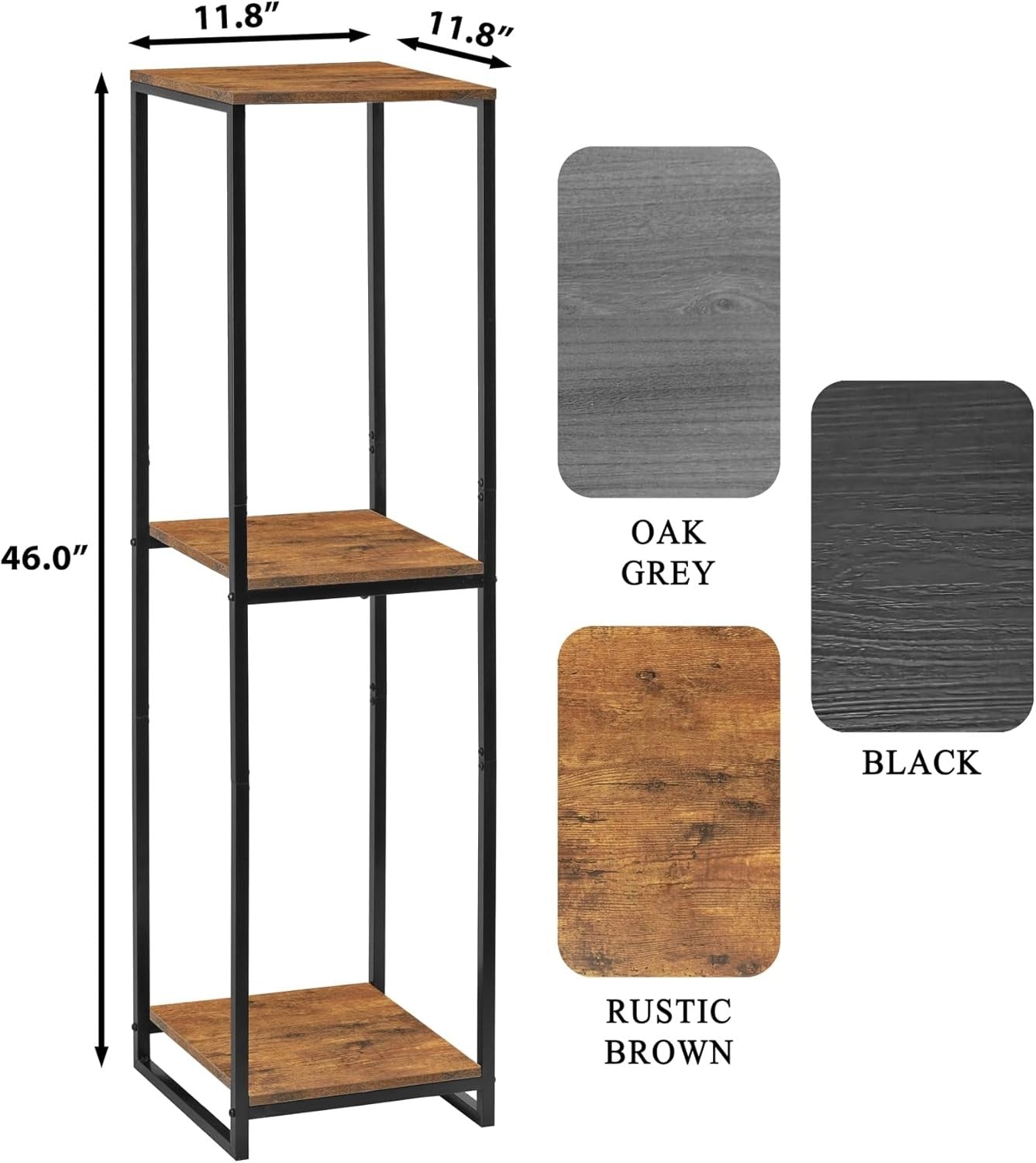 46" Tall 3 Tier Rustic Brown Plant Stand Indoor Modern Metal Flower Shelf