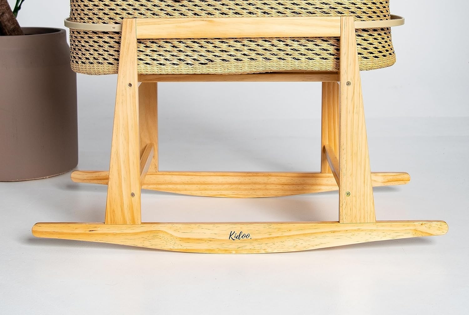 Handwoven Moses Basket with Rocking Stand & Mattress Natural Baby Cradle
