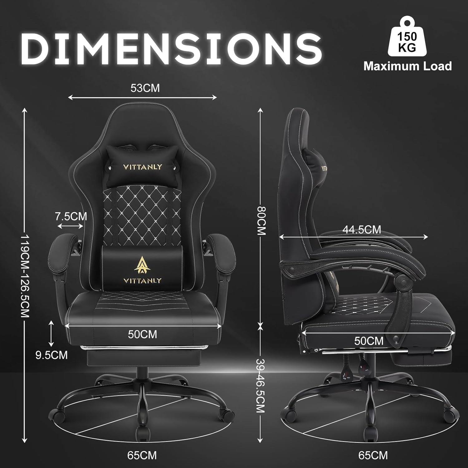 Ergonomic High Back Office Chair Recliner Cushion Footrest Desk Seat Black
