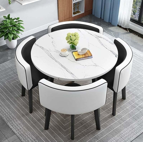 Modern Black 90cm Dining Table Set with 4 Chairs – Space-Saving Kitchen & Bar