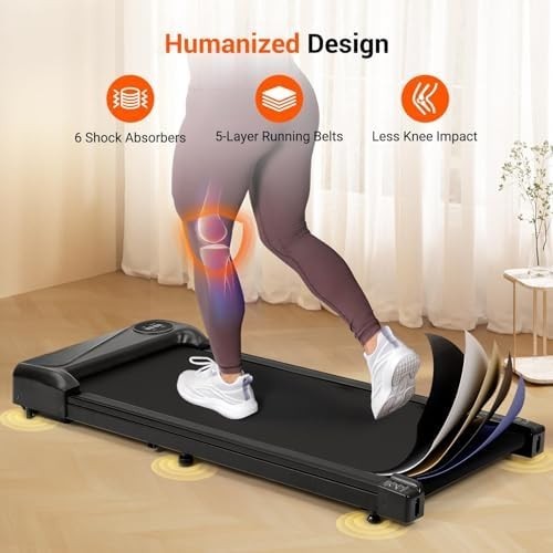 Portable Under Desk Walking Pad 2.5HP Quiet Treadmill w/ LED Display & Remote