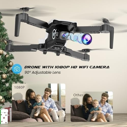 1080P Foldable Drone w/ Optical Flow Hover 360° Flip 2 Batteries Headless Mode