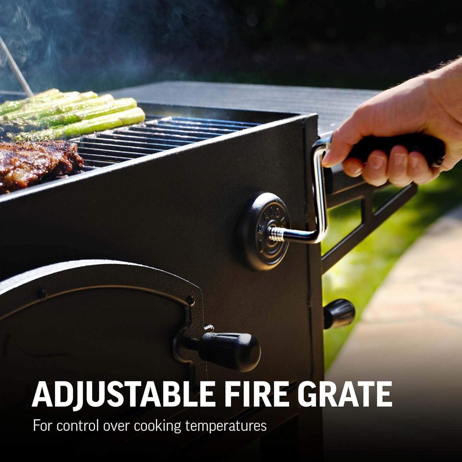 Large Charcoal BBQ Grill & Smoker with Shelves, Thermometer, Heavy-Duty Steel