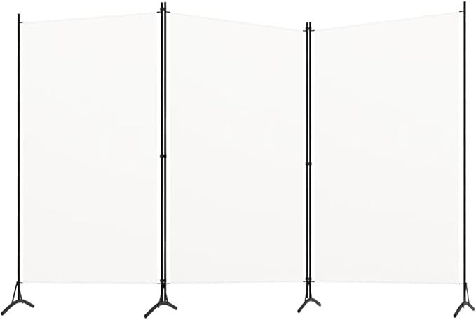 White 3 Panel Room Divider 260cm Folding Privacy Screen – Fabric Partition Wall