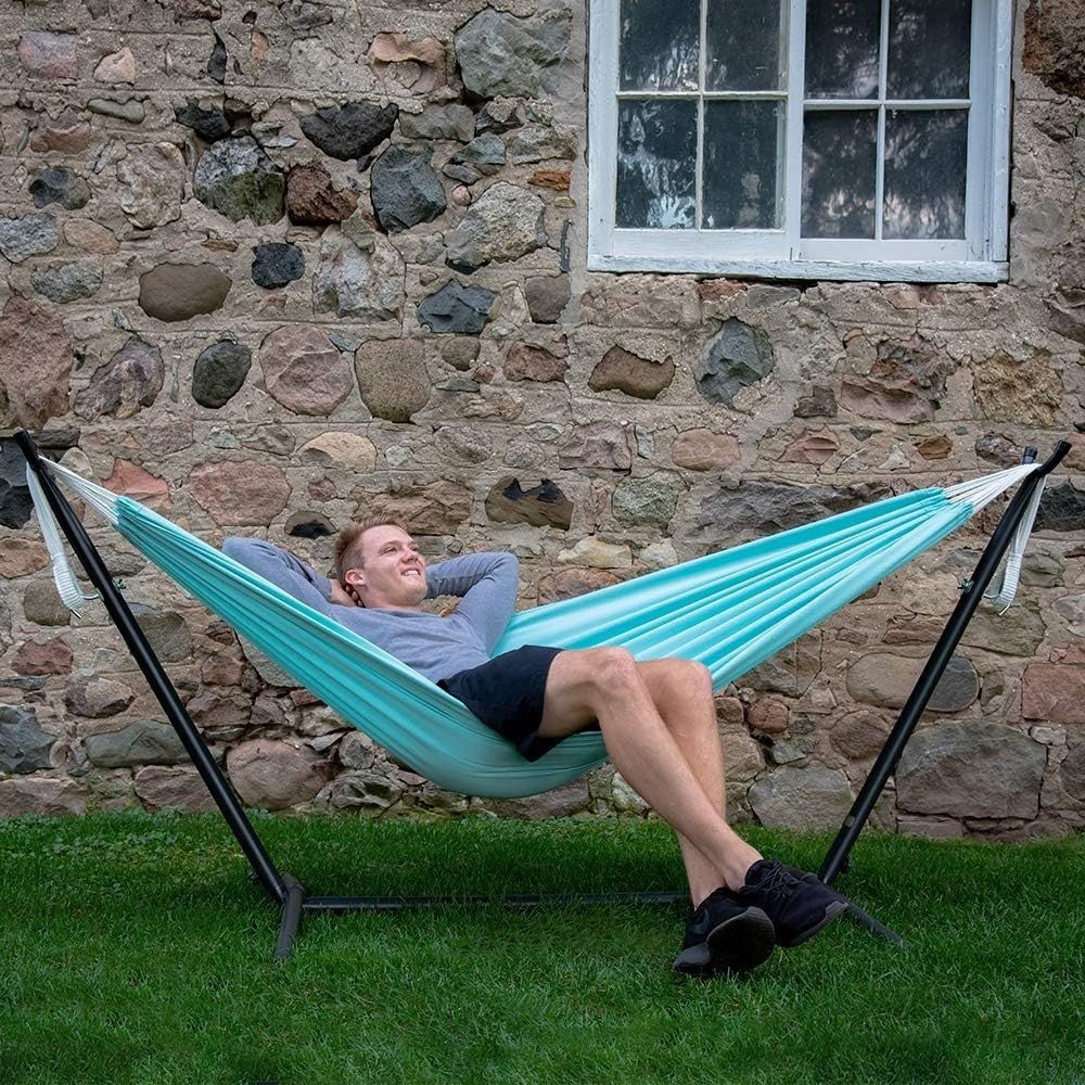 Double Hammock with Stand – 280cm Polyester Frame, 2 Person Outdoor Relax Bed