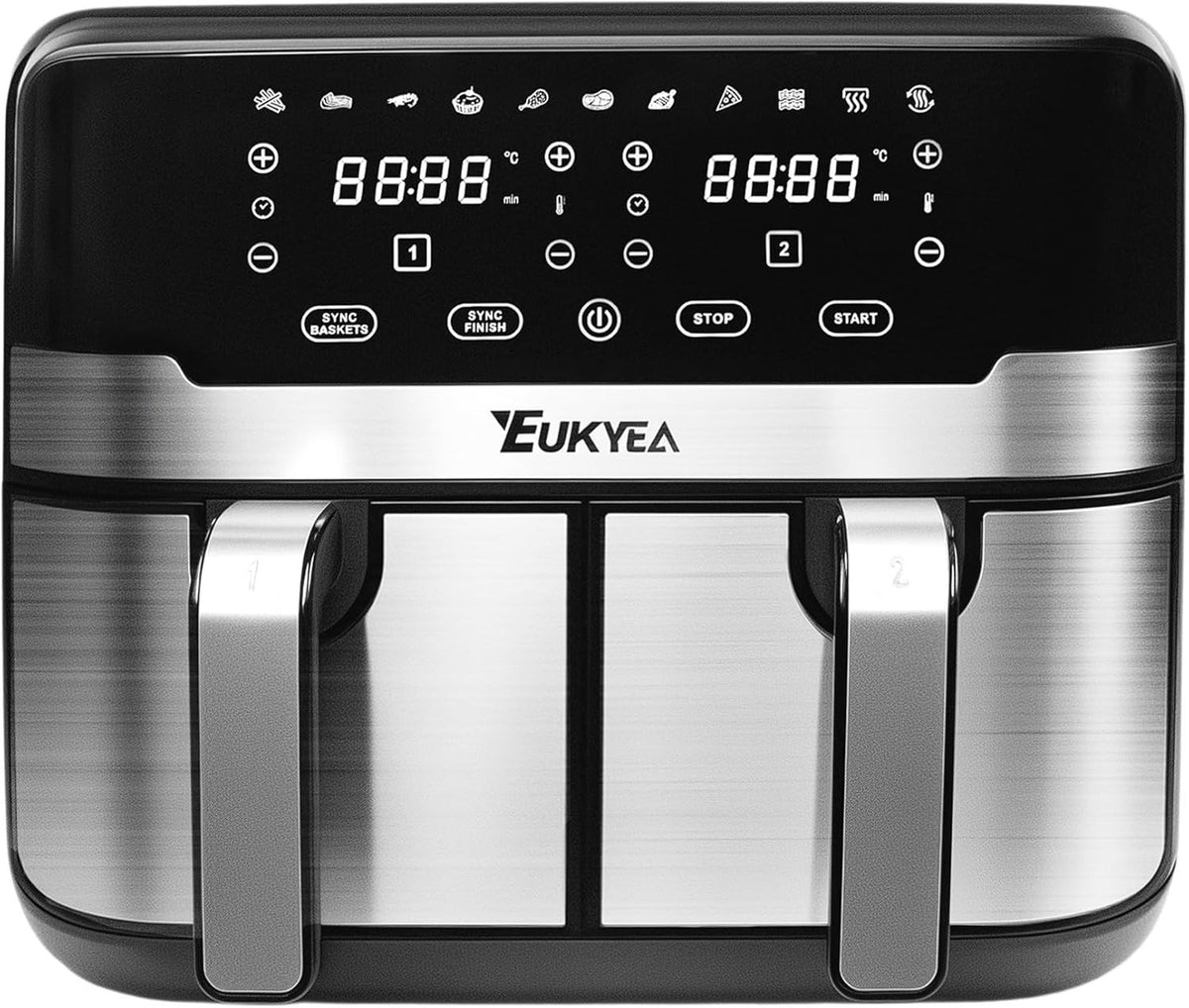 9L Dual Drawer Air Fryer 2400W 11 Presets Sync Finish No Oil Touchscreen