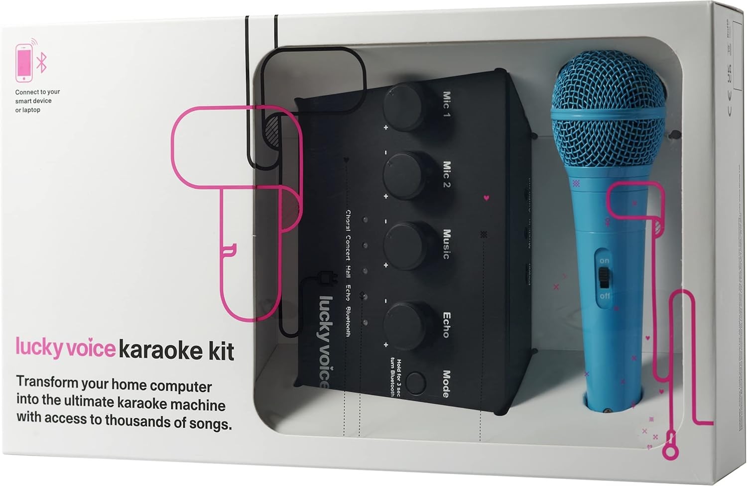 Lucky Voice Karaoke Machine Bluetooth 10,000 Songs Adults Kids Blue