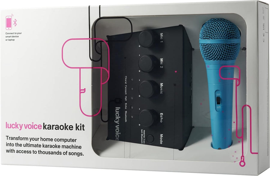 Lucky Voice Karaoke Machine Bluetooth 10,000 Songs Adults Kids Blue