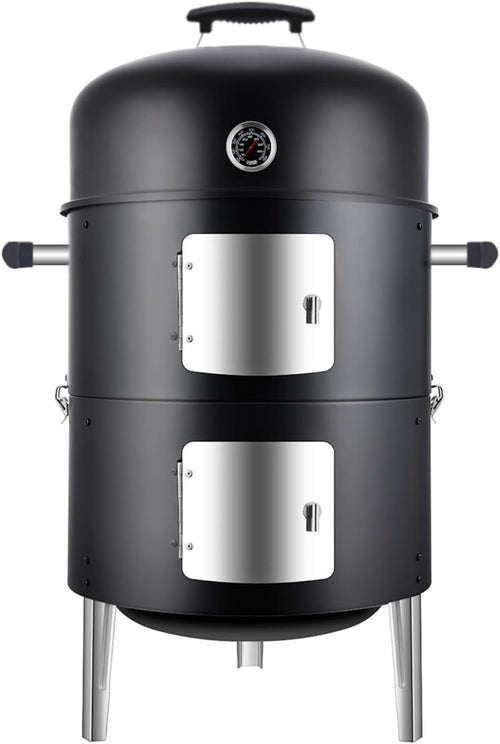 3-in-1 Charcoal BBQ Smoker Grill | Heavy Duty Outdoor Drum | Adjustable Air Vent