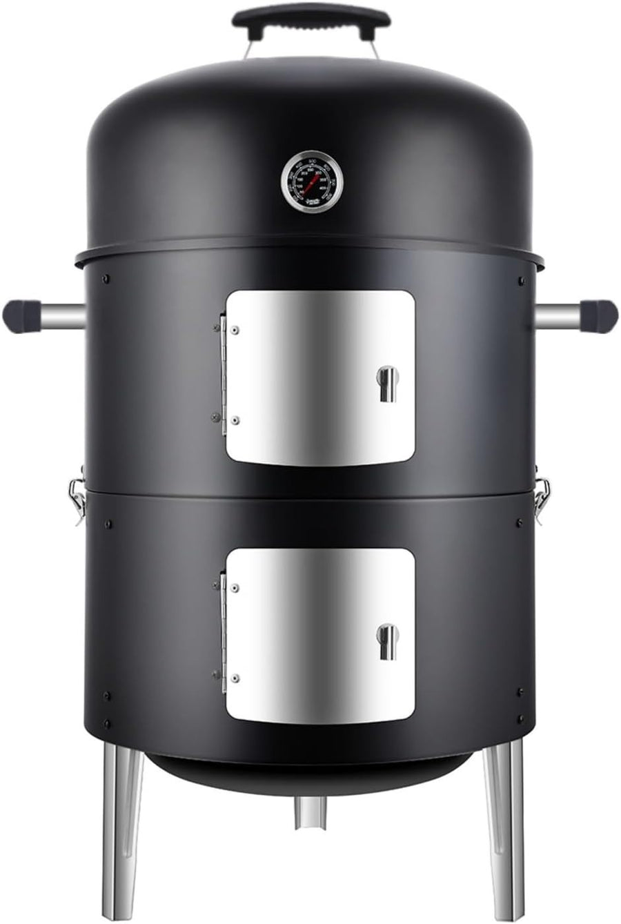 3-in-1 Charcoal BBQ Smoker Grill | Heavy Duty Outdoor Drum | Adjustable Air Vent