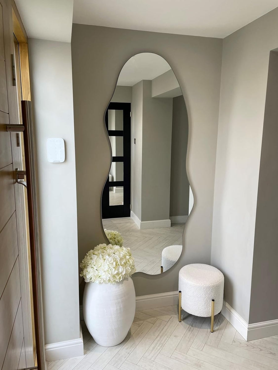 Large Irregular Wall Mirror Frameless Modern Glass 180x80cm for Entryway