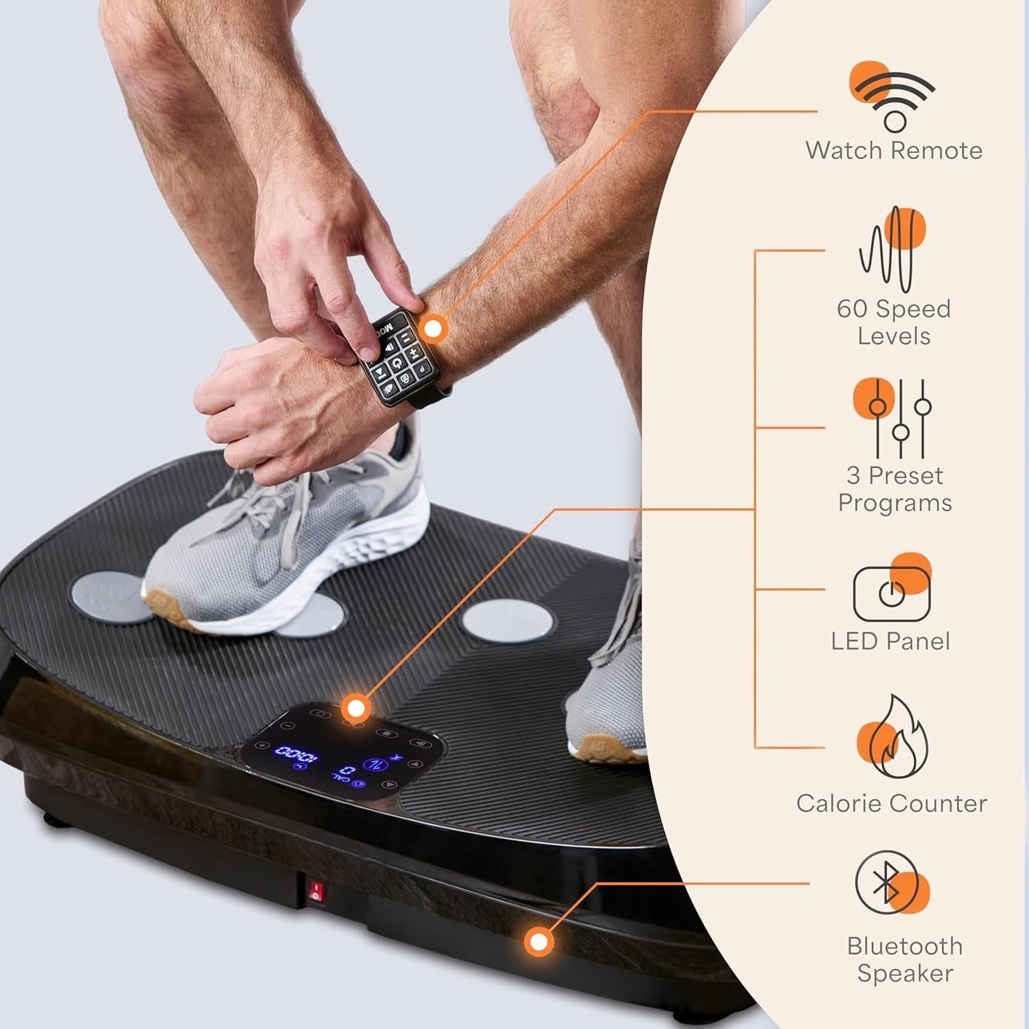 Black 4D Vibration Plate Exercise Machine Triple Motor Full Body Workout
