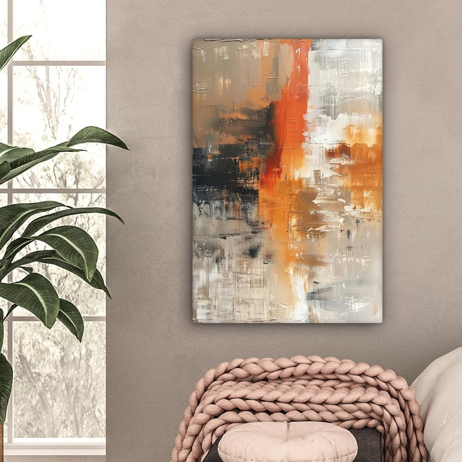 Abstract Canvas Wall Art 40x60cm Gold Grey Modern Living Room Decor