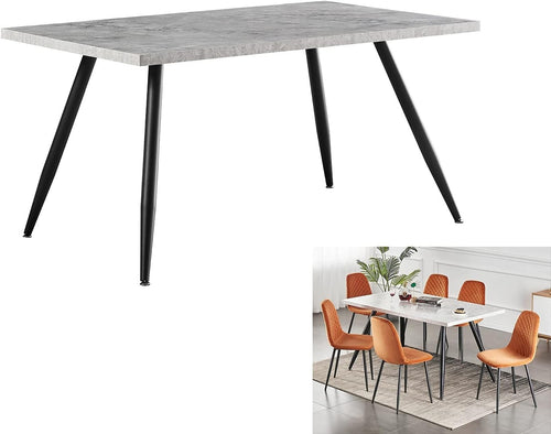 Modern Grey Dining Table 150cm Black Metal Legs – Kitchen & Home Use