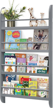 Modern 4-Tier Kids Bookshelf Wooden Storage Rack 117x60x10cm Grey