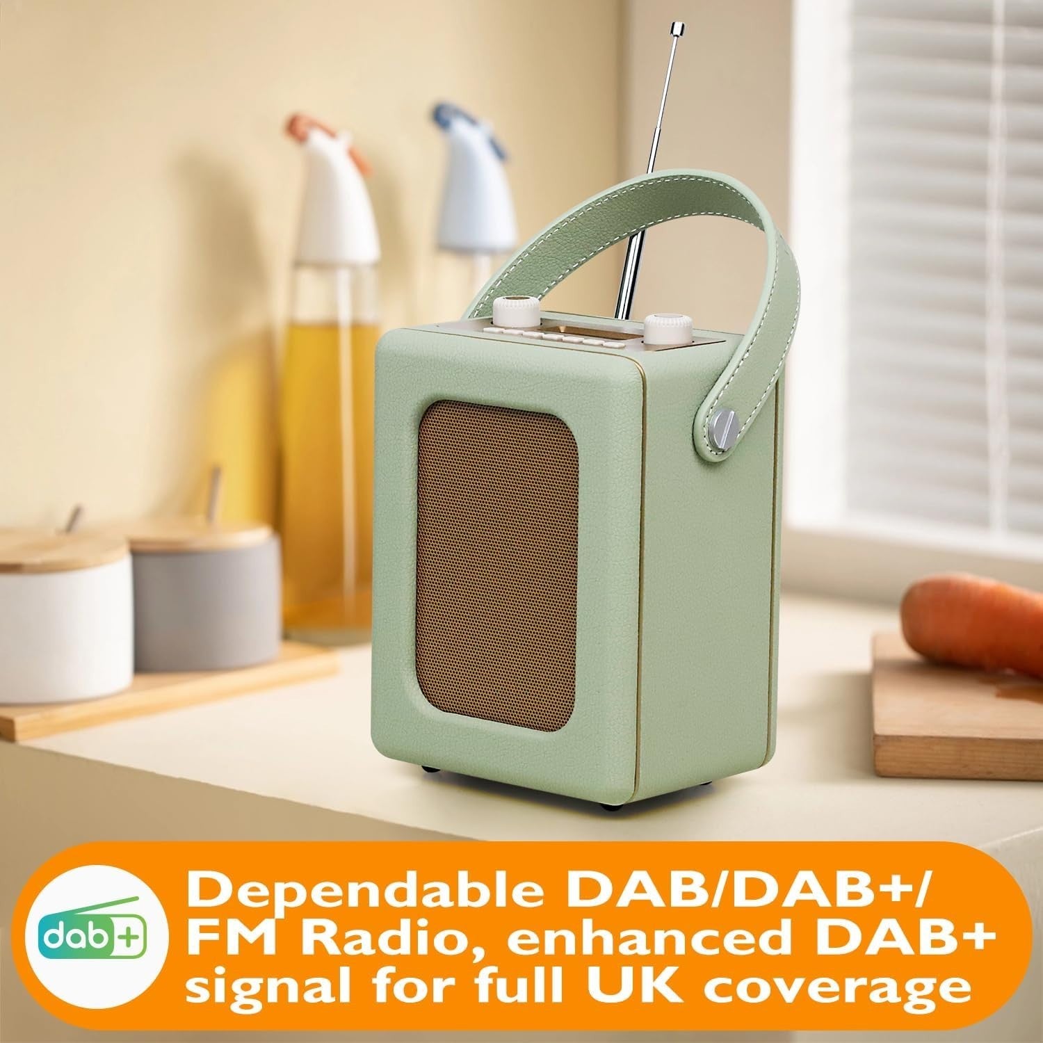 Portable DAB+ Digital Radio Bluetooth CR9 Green 20hr Play Dual Alarm