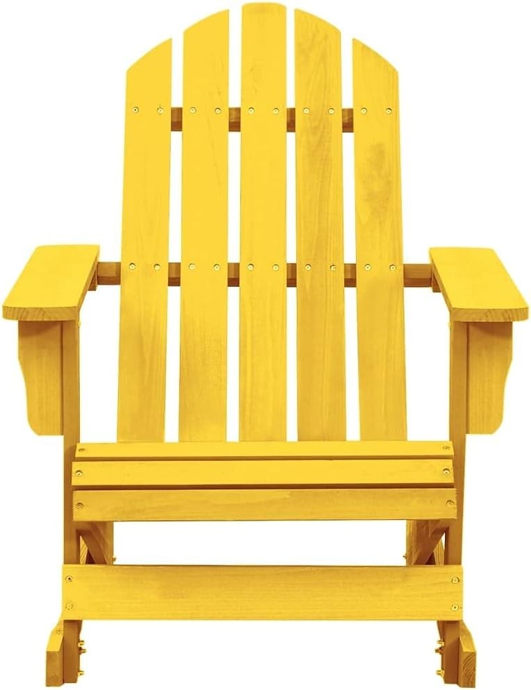 Yellow Outdoor Wooden Rocking Chair, Durable, Weatherproof, Indoor/Outdoor