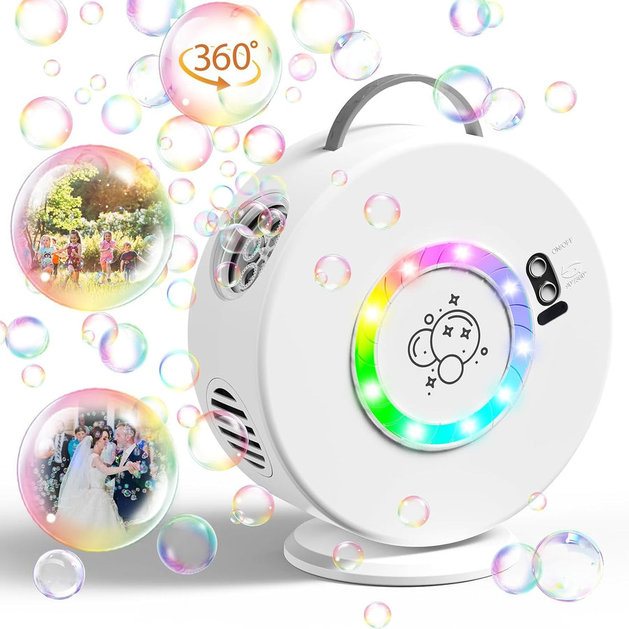 Rechargeable Rotating Bubble Machine 360 Degree Kids Party Toy