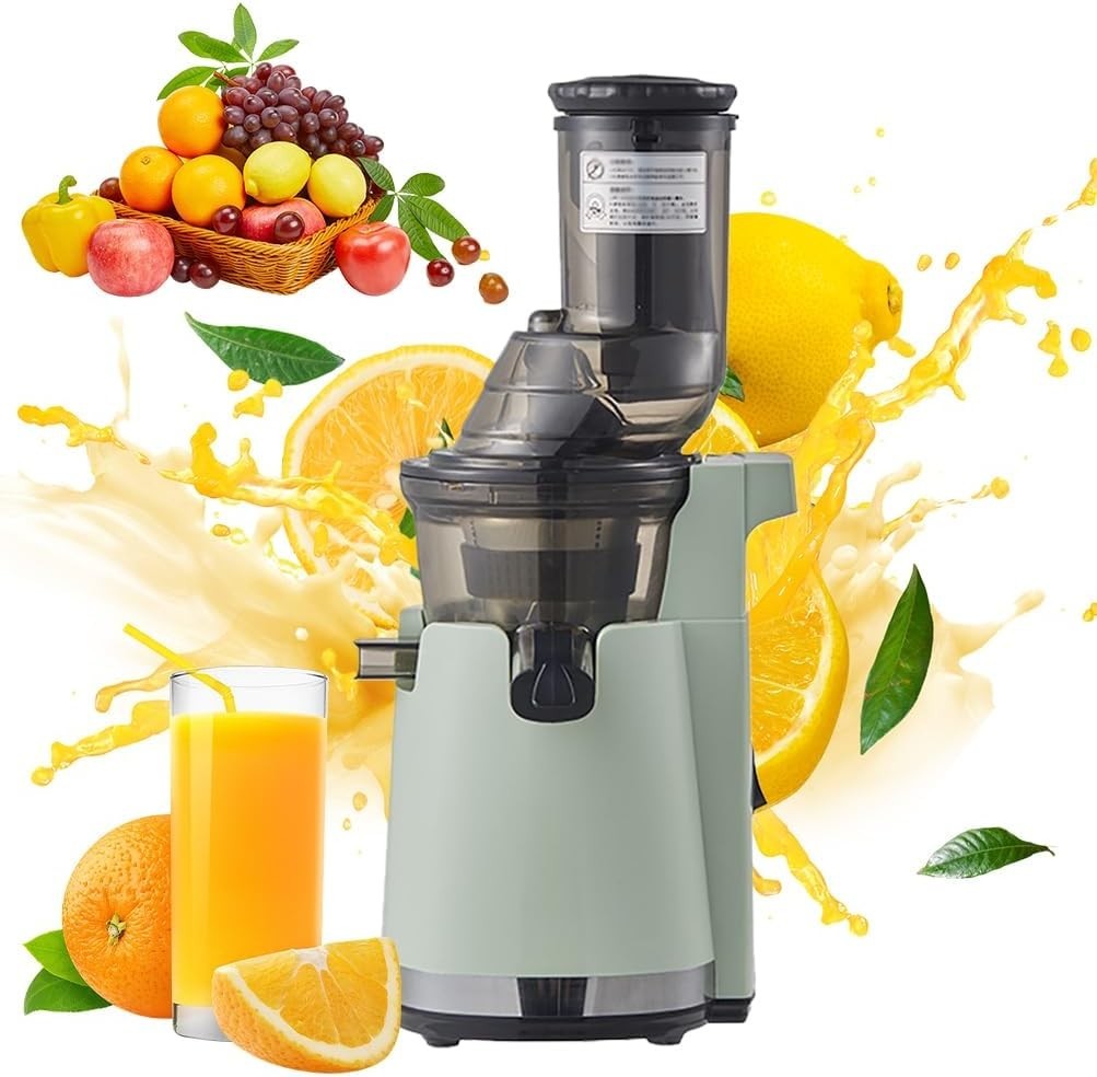 Green Automatic Cold Press Juicer Dual Speed 96% Pure Juice Anti Drip