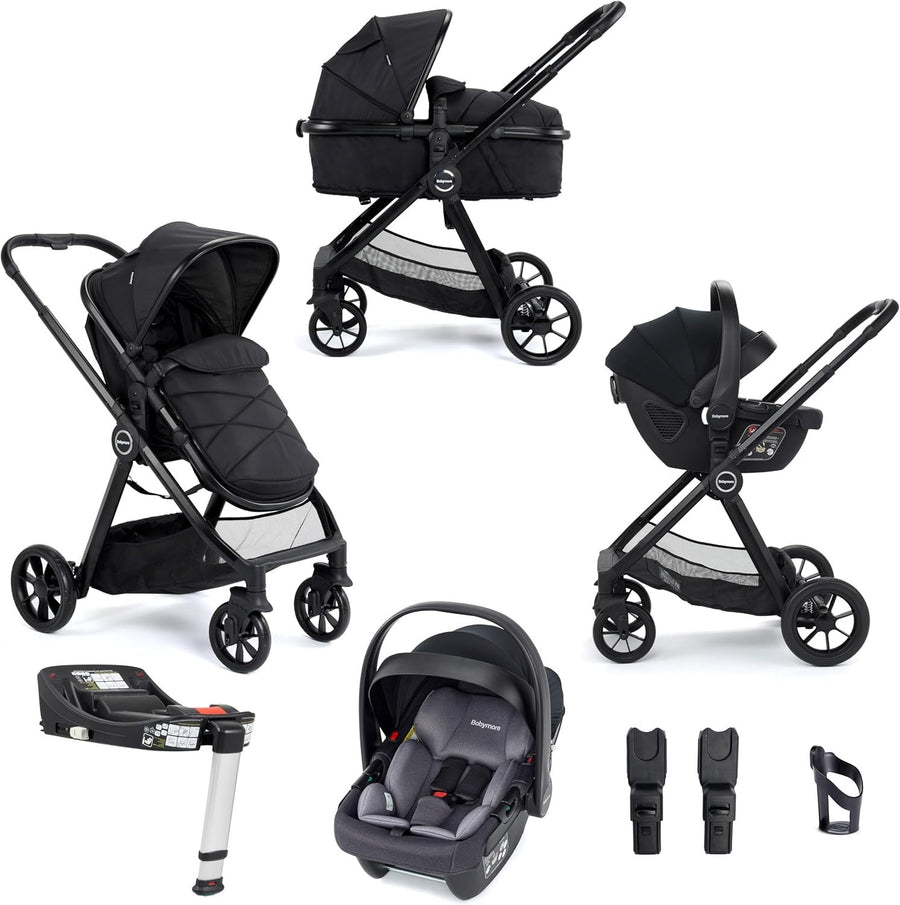 Black 3 in 1 Baby Travel System Pram Pushchair i-Size ISOFIX