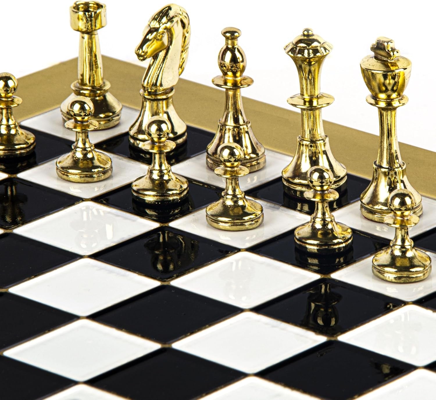 Luxury Metal Staunton Chess Set | Gold & Silver Pieces | 36cm Brass Board & Box
