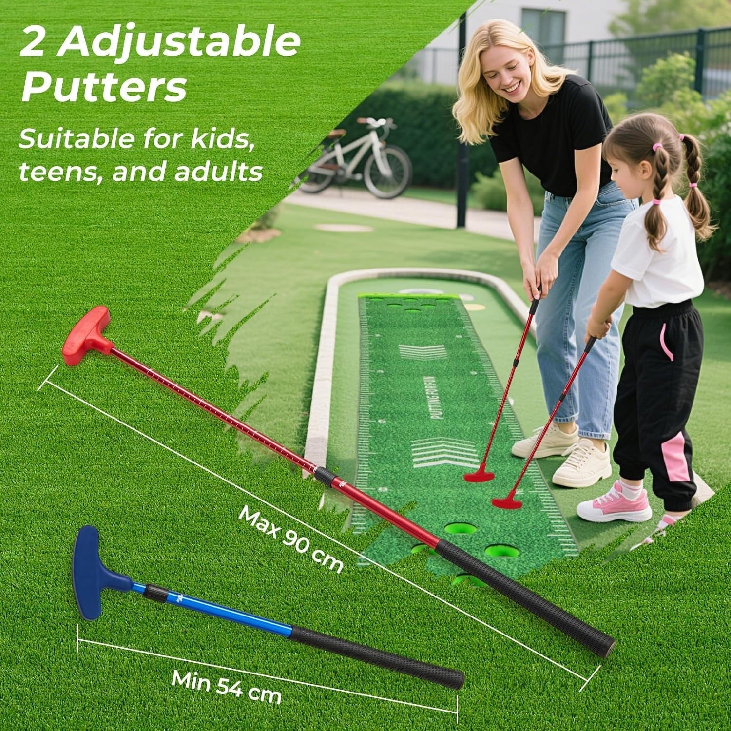 Portable Golf Pong Putting Green Game Set Indoor Outdoor w Putters Balls Bag
