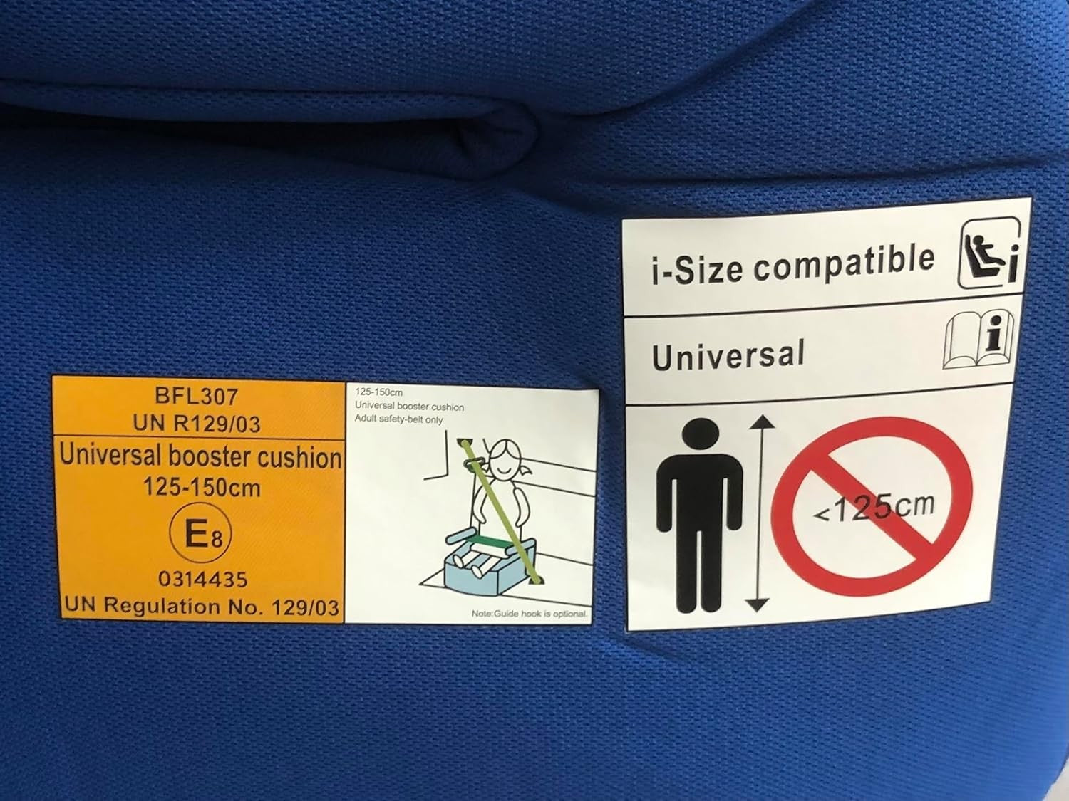 i-Size Booster Seat 125–150cm Cushion Car Seat for Kids 6–12 Years Blue