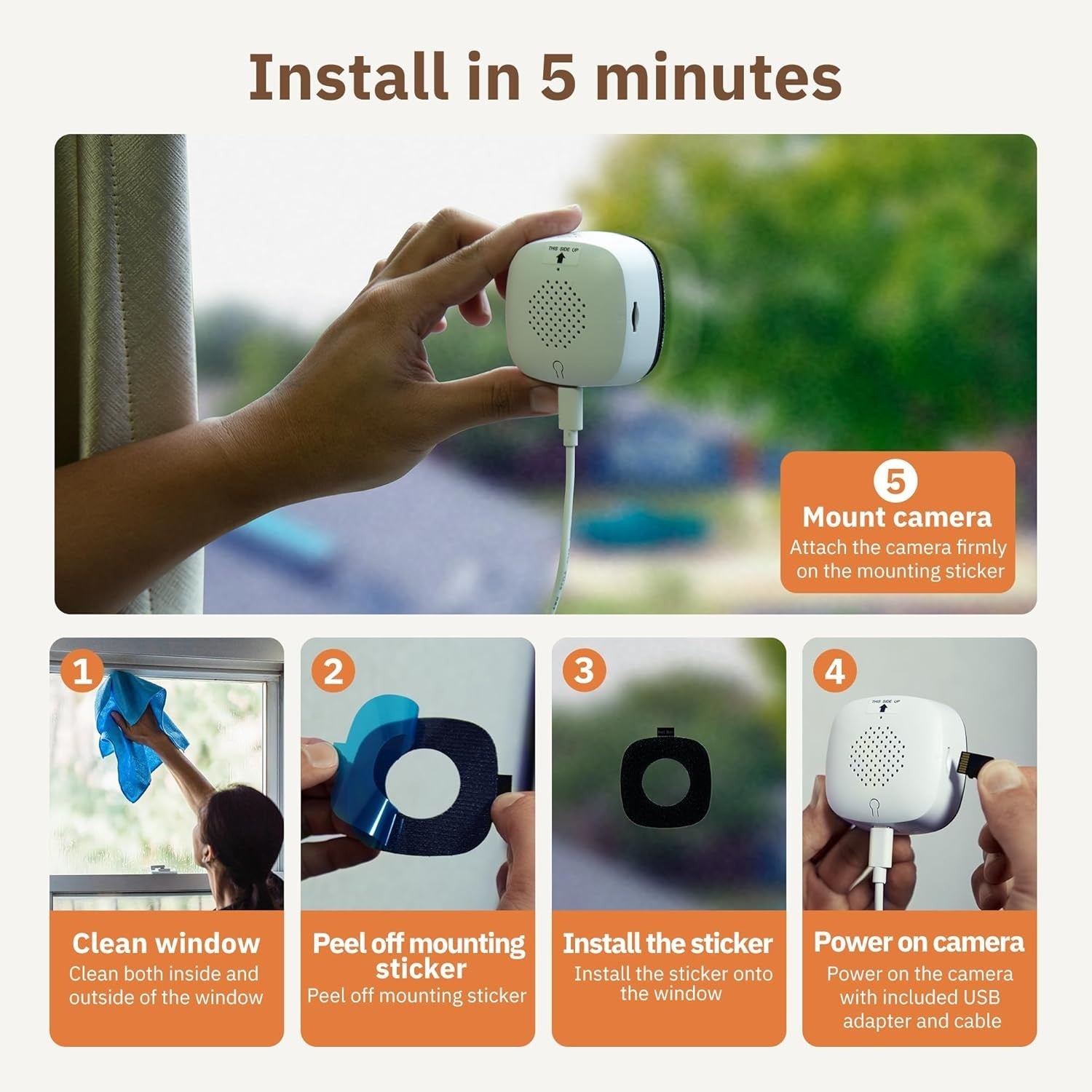 2 Pack 2K Window Security Cameras Dual Band WiFi AI Night Vision