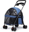 Dog Stroller Foldable Pet Pram 4 Wheel Travel Pushchair with Cup Holder
