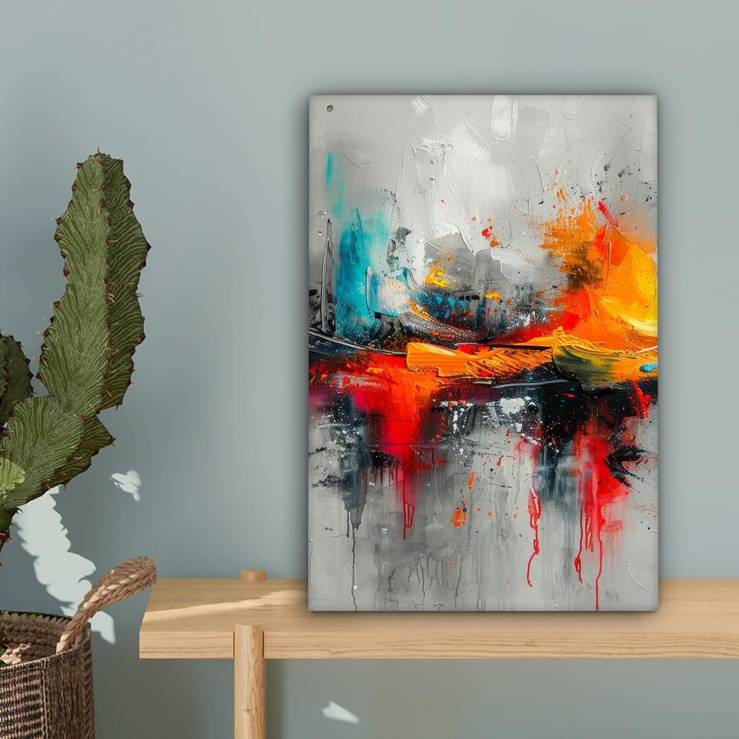 Abstract Canvas Wall Art 8x12” Modern Orange Grey Home Decor