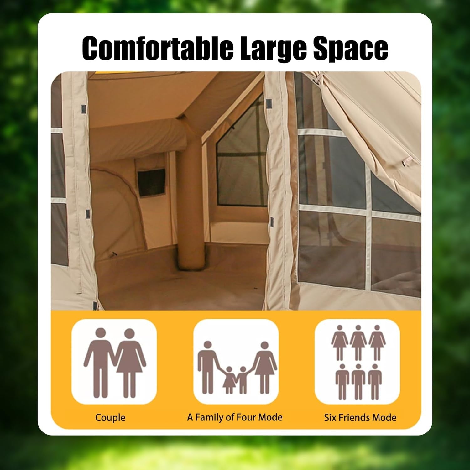 Inflatable Camping Tent 4-6 Person Waterproof 4 Season Cabin