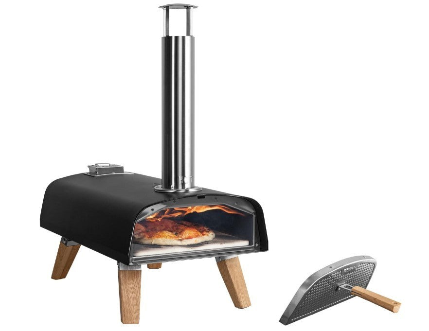 Portable Wood Pellet Pizza Oven 13” Outdoor Stone Grill 400°C Fast Baking