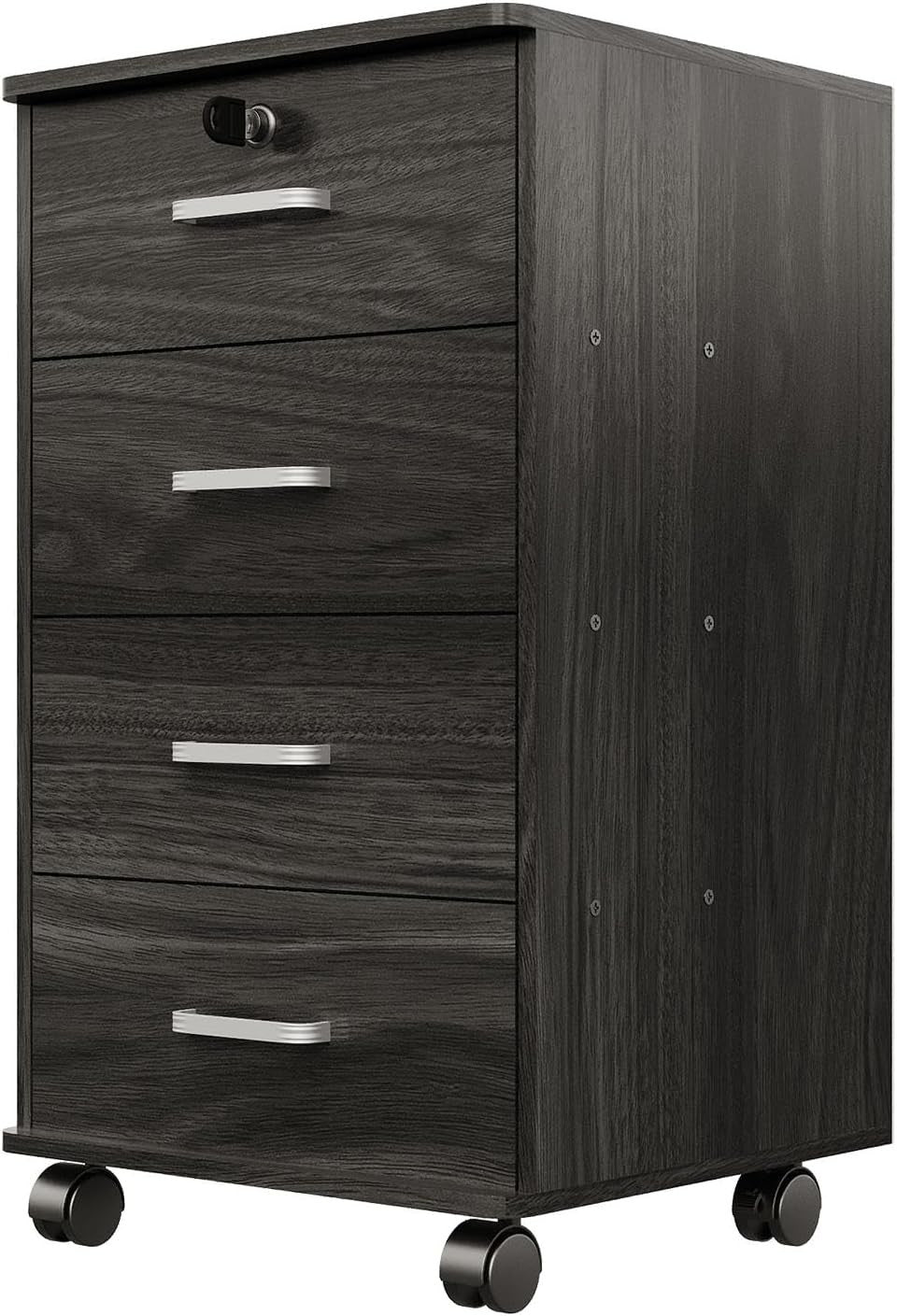 Mobile 4 Drawer File Cabinet Lockable Under Desk A4 Letter Grey