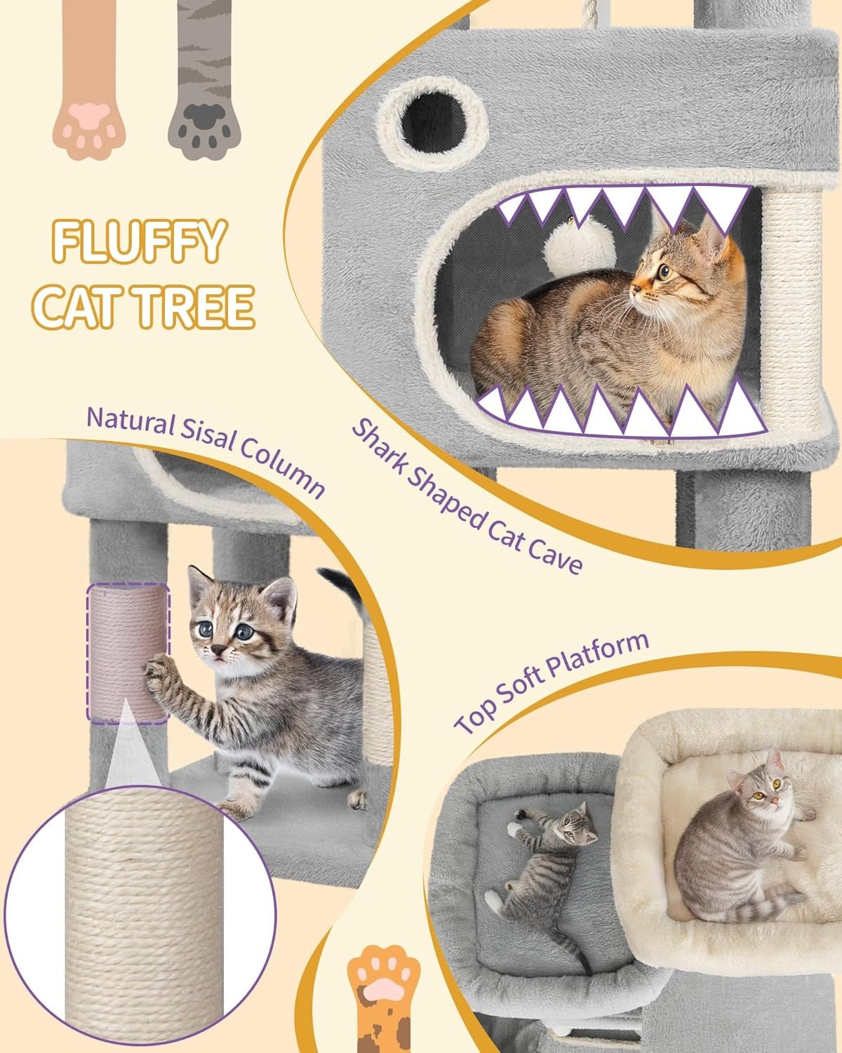 Cat Tree 159cm Tall Tower With Condo Scratching Posts Platforms Caves & Basket